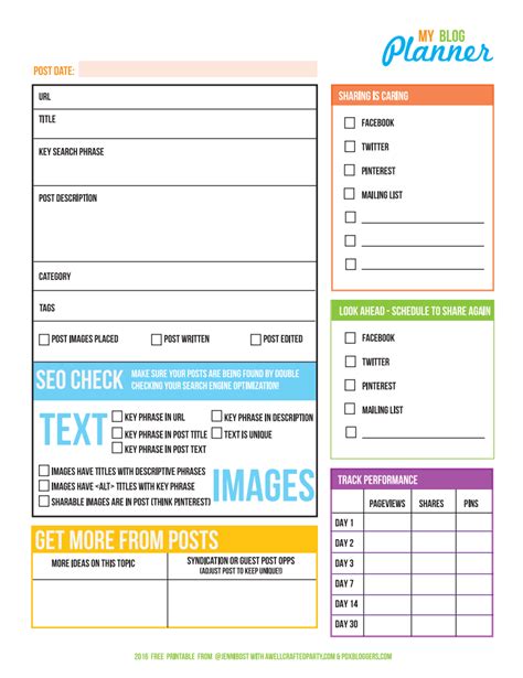 Free Printable Blog Planner 2016 Edition A Well Crafted Party