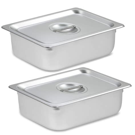 2 Pack Steam Table Pan Half Size With Cover Hotel Pan Is 4 X 1275 X