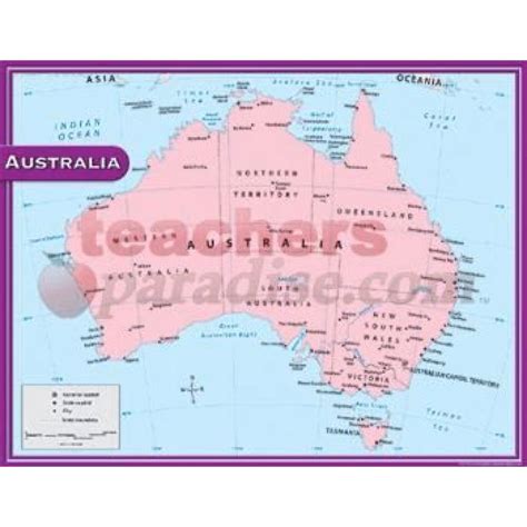 Australia Map Chart 17x22