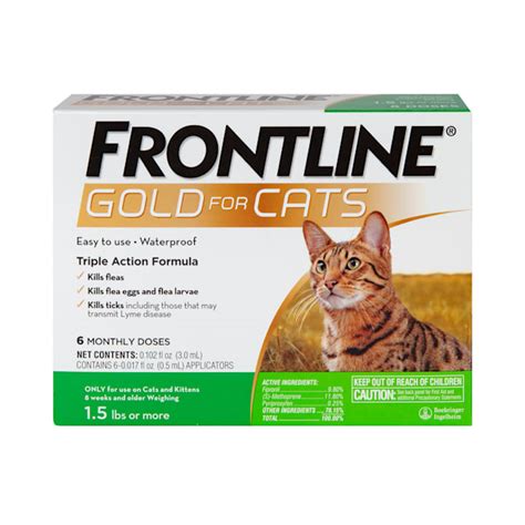 Frontline Gold Flea And Tick Treatment For Cats Pack Of 6 Petco