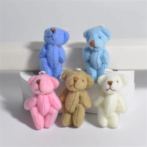 100pcs lot 4cm mini joint bear teddy bear doll cell phone pendant handmade bear jewelry home