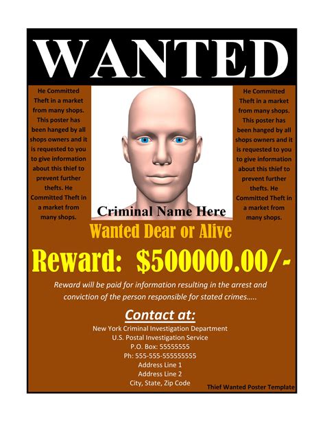 29 Free Wanted Poster Templates Fbi And Old West