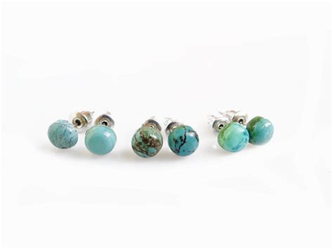 Turquoise Stud Earrings Small Genuine Turquoise Studs Tiny Etsy