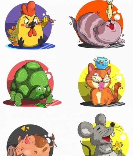 Animals Avatars Funny Cartoon Characters Sketch Ai Eps Vector Uidownload