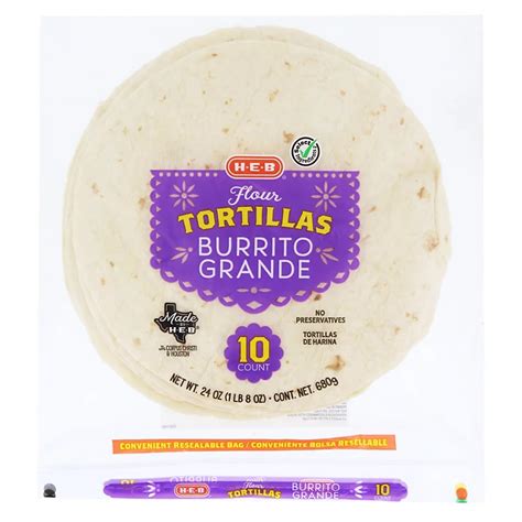 H E B Select Ingredients Burrito Grande Flour Tortillas Shop