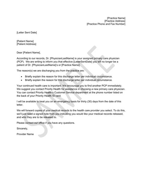 I would like to take this opportunity to formally notify you that i will no longer be your physician because (reason). Discharge Letter To Patient | Letter Of Recommendation