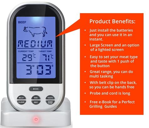 Robot Check Meat Thermometers Bbq Grill Smoker Wireless Thermometer
