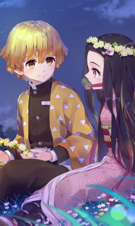 768x1280 Resolution Nezuko Kamado And Zenitsu Agatsuma Art 768x1280