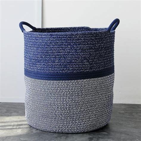 Love This Navy Blue Woven Storage Basket With A Sweet Nautical Vibe