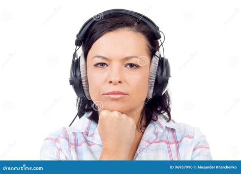 Beautiful Young Woman Listening Music With Headphones Stock Photo