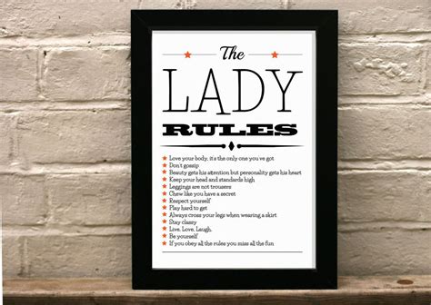 Rules To Being A Lady The Lady Rules 21st Birthday Present 21st