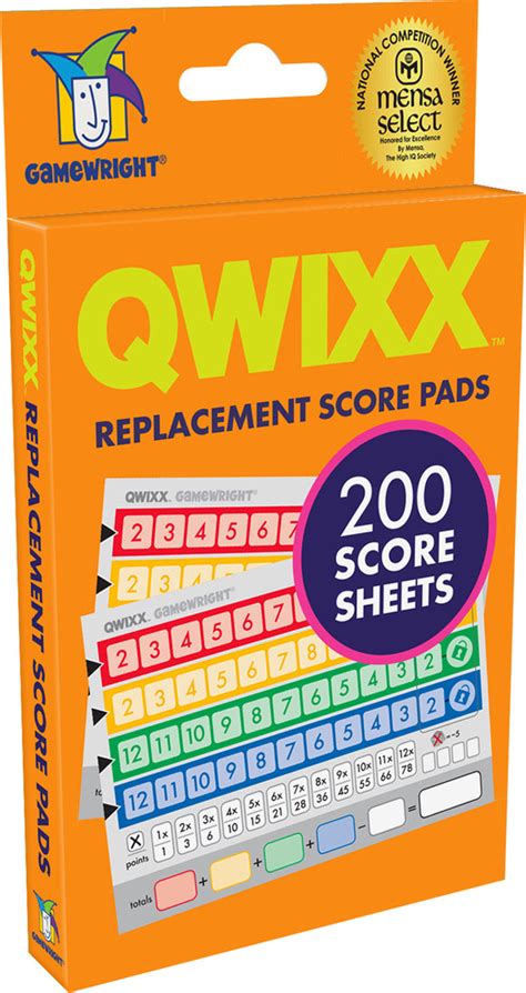 Qwixx Score Pads 2 Pack Eurekapuzzles