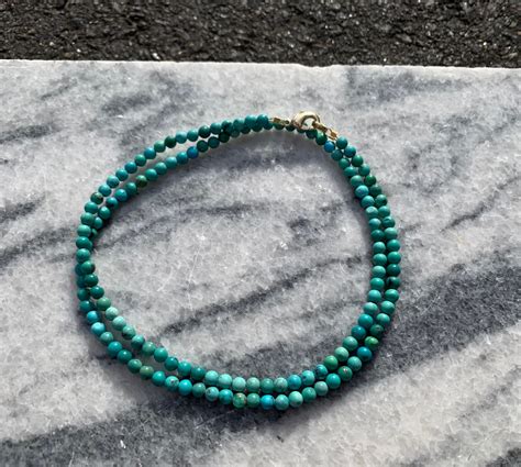 Mens 4mm Turquoise Beaded Necklace Mens Collection Etsy
