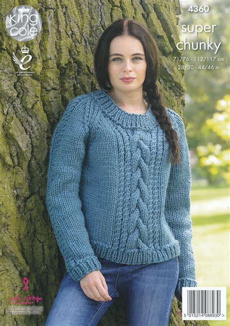 Free knit pattern for a slouchy cardigan. Ladies Super Chunky Knitting Pattern King Cole Cable Knit ...