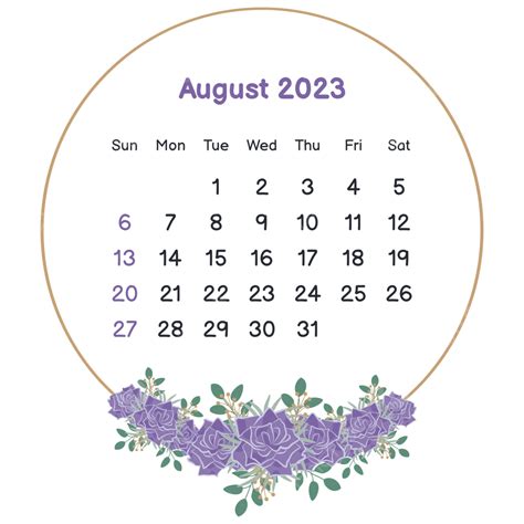 August Calendar Vector Hd Png Images 2023 August Calendar With Circle