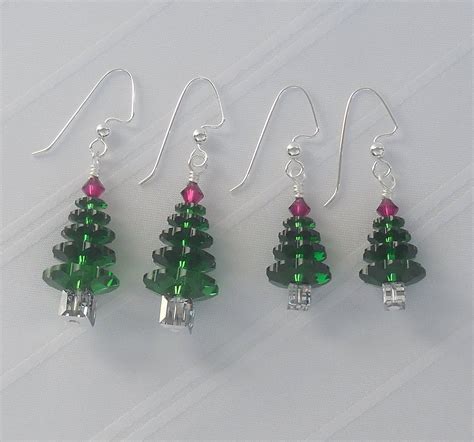 Swarovski Crystal Christmas Tree Earrings Etsy Crystal Christmas