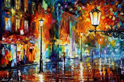 Night Lights — Palette Knife Oil Painting On Canvas By