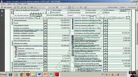 Ejemplo Formulario 210 Renta Sistema Ordinario E Iman Segunda Parte