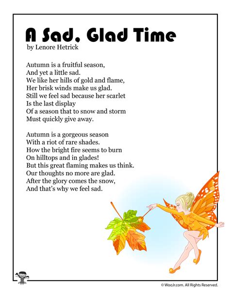 A Sad Glad Time Autumn Childrens Poem Woo Jr Kids