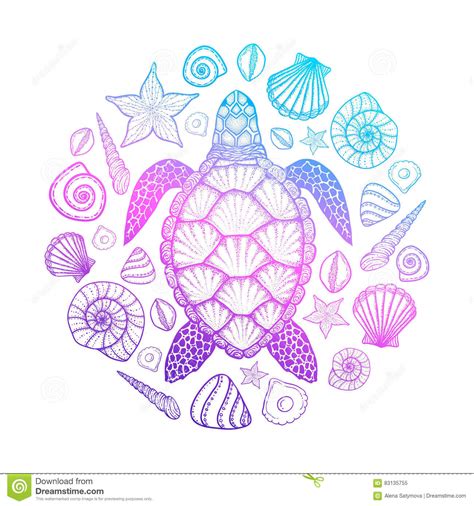 Sea Turtle In The Style Of Zentangle Stock Image Cartoondealer Com