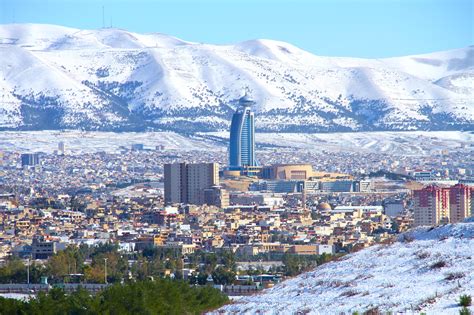 View Of Sulaymaniyah Slemani City In Winter Kurdistan Iraq By