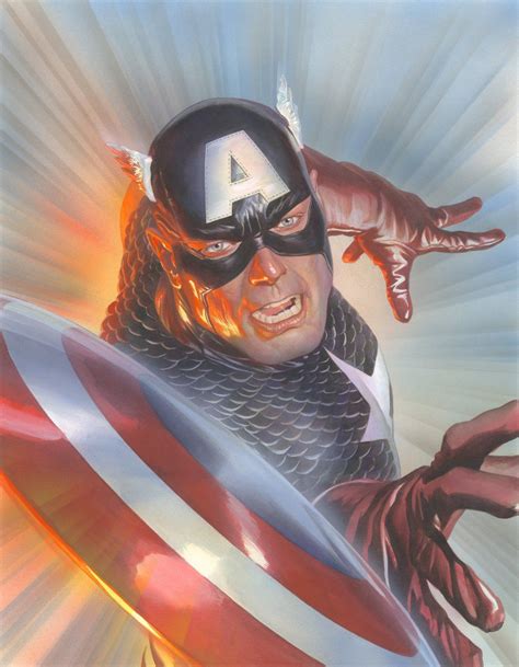 Alex Ross Signed Marvelocity Captain America Giclee On Canvas Etsy In