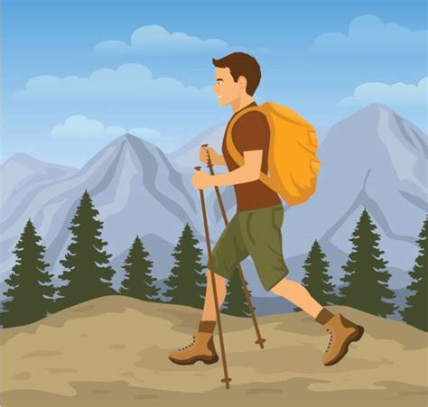 Woman Hiking Woods Illustrations Royalty Free Vector Graphics And Clip