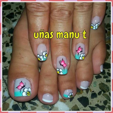 Super catalogo de diseños de uñas para pies, juveniles, bonitas, sencillas, francesas, con flores, mariposas y más para este año 2020. Uñas … | Uñas decoradas