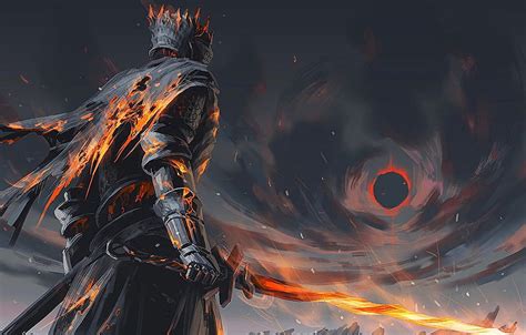 Fire Sword Fantasy Game Armor Art Painting Artwork Warrior