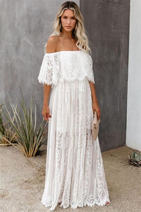 Vestido Blanco Novia Boho Chic Hombros Descubiertos Sweety White Lace