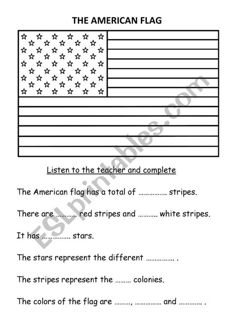 The American Flag Esl Worksheet By Marineelaura