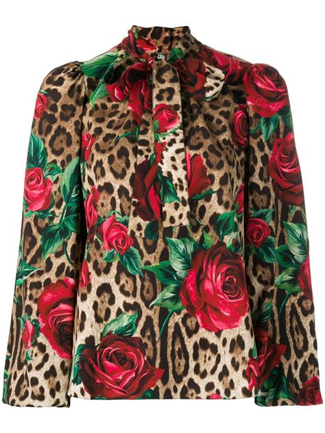 Dolce Gabbana Leopard And Rose Print Blouse Farfetch Rose Print