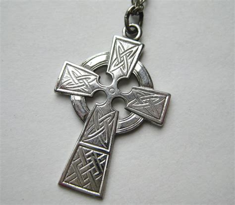 Vintage Sterling Silver Celtic Cross Necklace Pendant Amulet