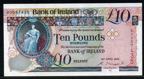 Northern Ireland Banknotes 10 Pound Note Of 2008 Bank Of Ireland