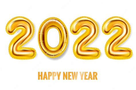 Premium Vector 2022 Happy New Year Gold Balloons Gold Foil Numerals