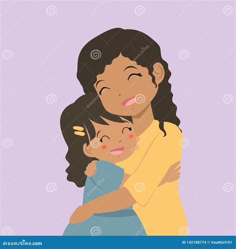Mother Hugging Her Daughter Vector Stock Vector Illustration Of Culture Design 142188774
