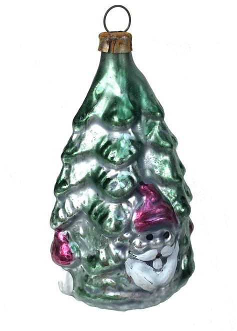 Vintage Patina Glass Gnome Santa Tree Ornament Made In Germany