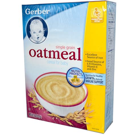 Gerber Cereal For Baby Single Grain Oatmeal 8 Oz 227 G Iherb