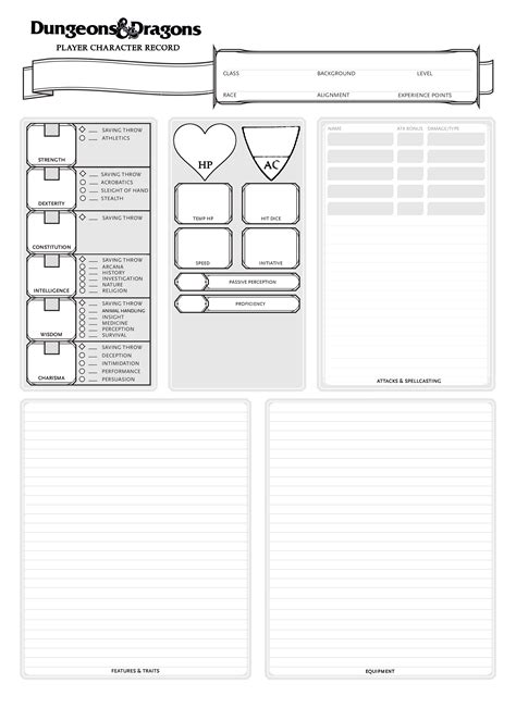 Printable 5e Character Sheet