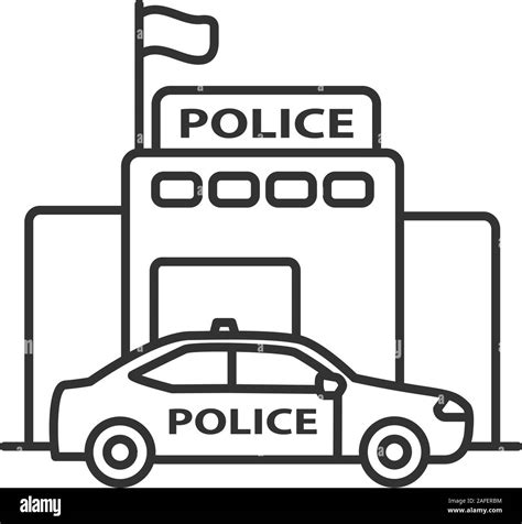 Police Department Building Linear Icon Thin Line Illustration Contour
