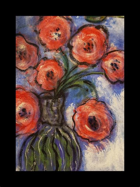 Red Flowers In Vase Still Life Original Contemporary Art On Etsy