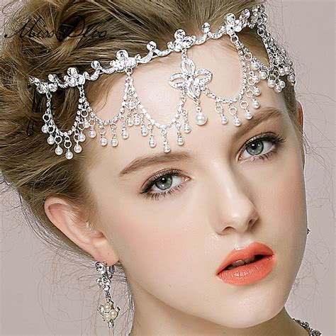 buy wholesale vintage wedding bridal jewelry alloy pearl tassel rhinestone crystal tiaras