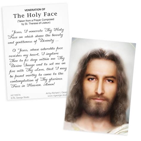 The Holy Face Prayer Card Rl George Studio