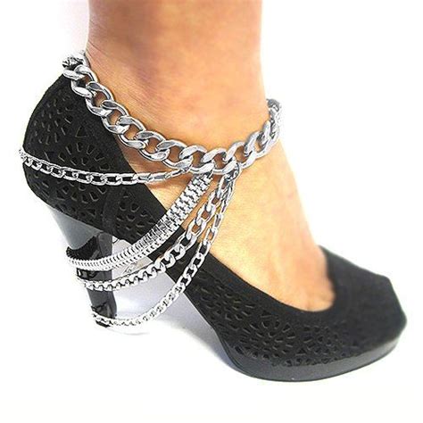 Silver Stilleto Anklet Chain Link Heel Fashion Ankle Bracelet Jewelry Fashion Bonanza