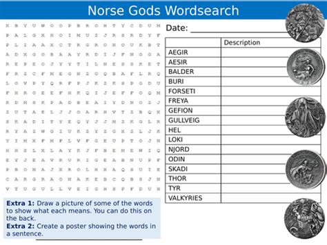 2 X Norse Viking Gods Wordsearch Puzzle Sheets Keywords Settler Starter