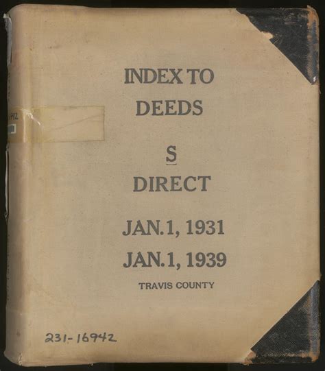 Travis County Deed Records Direct Index To Deeds 1931 1939 S The