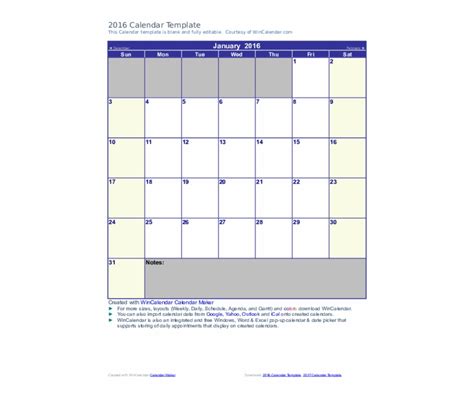 Generic Monthly Calendar Template Excel Master Template