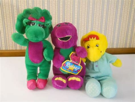 Vintage Lyons Group Barney Baby Bop And Bj Plush Dolls 10 11 Lot Of
