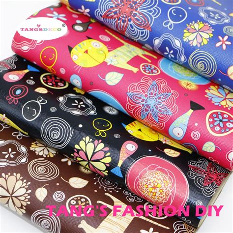 Pcs X Cm Diy Hair Bow Material Colorful Cat And Fish Pu Synthetic