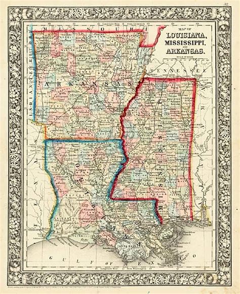 County Map Of Louisiana Mississippi And Arkansas Barry Lawrence
